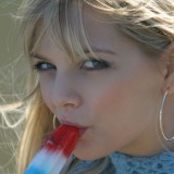 Jana shows off her oral skills with a popsicle